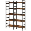 Axyaa 5-Tier Industrial Bookshelf, Double Wide Freestanding Bookcase, 71”H x 47”W Storage Shelf