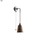 Axyaa Ash Wood LED Wall Light with Pull Chain Switch, Japanese Style Bedside Lamp