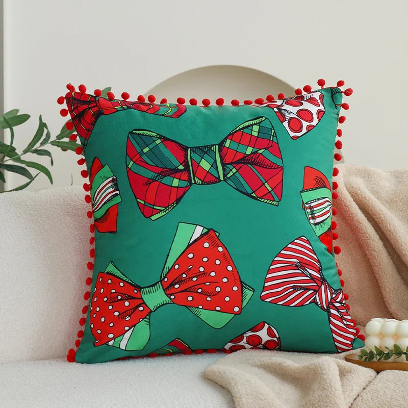 Axyaa Red Bow Romantic Cushion Cover 45x45cm for Living Room Sofa