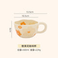 Axyaa Irregular Ceramic Mug Hand-painted Floral Heart Coffee Cup - 300ML