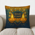 Axyaa Diwali Blessings Elephants Lanterns Pillow Cover
