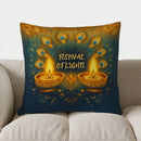 Axyaa Diwali Blessings Elephants Lanterns Pillow Cover