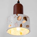 Axyaa Wood Terrazzo LED Pendant Light Fixture Vintage Industrial Hanging Lamp