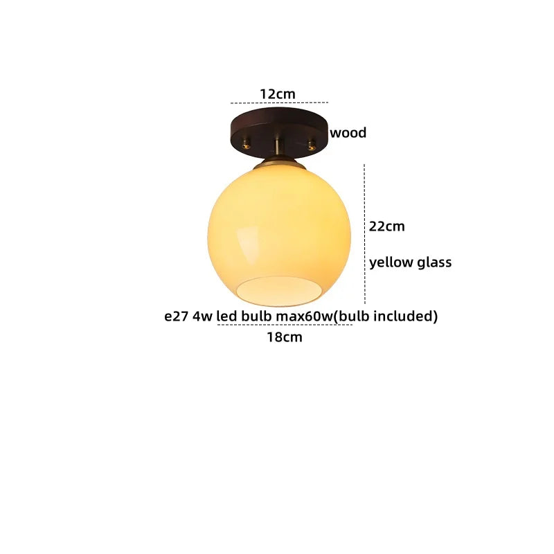Axyaa Japanese Style LED Ceiling Lamp Iron Glass Modern Ceiling Light Home Decor