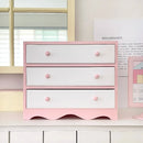 Axyaa Pink Wood 3 Drawer Makeup Organizer for Cute Bedroom Decor