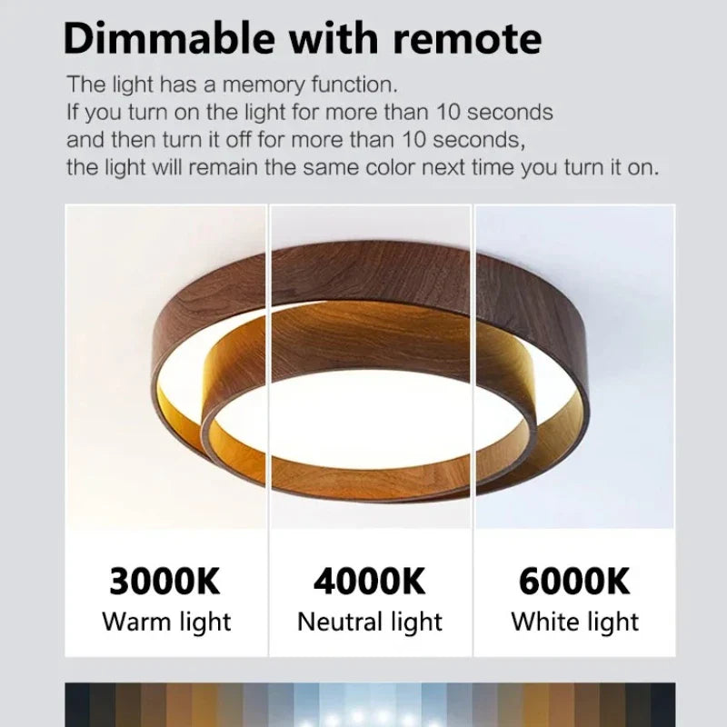 Axyaa Circular Walnut Wood LED Ceiling Chandelier - Home Decor Ceiling Fixtures