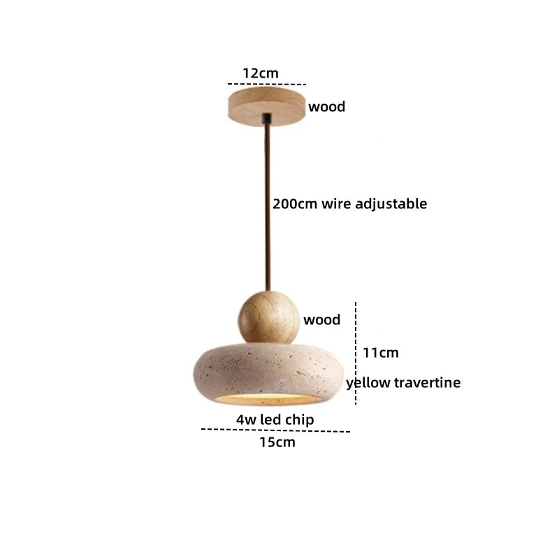 Axyaa Travertine LED Pendant Lights Natural Stone Hanging Lamp