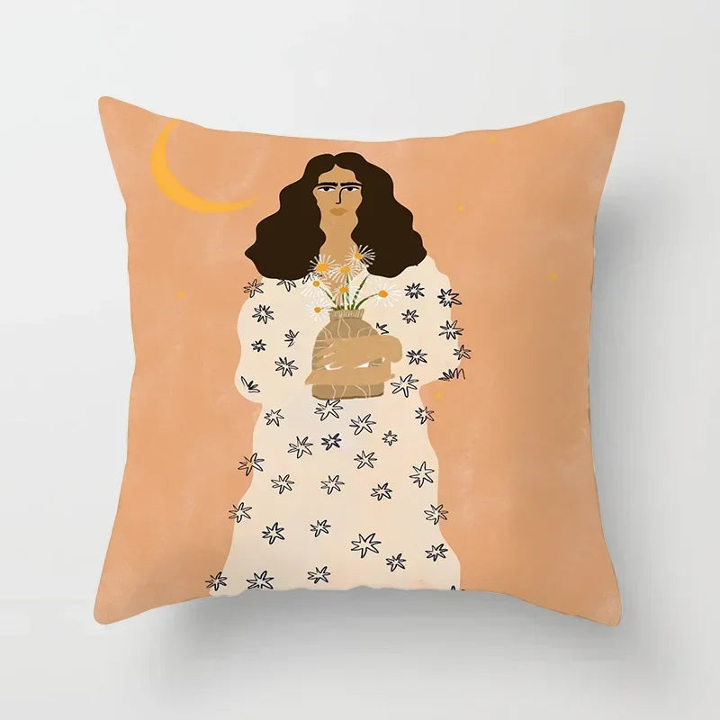 Axyaa Women Flower Oil Painting Decorative Pillowcase for Home Sofa Decor