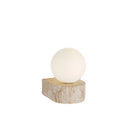 Axyaa Mini LED Wall Light White Glass Sconce with Natural Stone Base