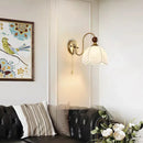 Axyaa French Style Wall Lamp with Fabric Printing Lampshade for Living Room, Bedroom, Porch