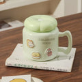 Axyaa Cartoon Ceramic Breakfast Coffee Mug with Lid for Home and Office