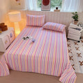 Axyaa Grid Striped Brushed Cotton Flat Sheet for Single Double Bed Top Linens