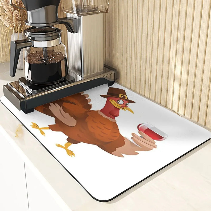 Axyaa Turkey Leaf Kitchen Mat - Non-Slip Absorbent Coasters for Fall Harvest