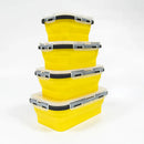 Axyaa Silicone Folding Lunch Box: Food Grade, Portable, Microwave Safe, Outdoor & Travel Friendly
