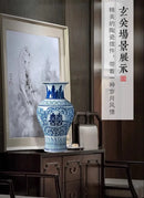 Axyaa 34cm Blue and White Porcelain Vase Antique Chinese Style Flower Arrangement