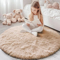 Axyaa Plush Round Carpets: Non-Slip, Washable Rugs for Living Room & Bedroom