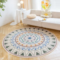 Axyaa Round Boho Cotton Linen Rug with Tassel Detail