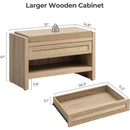 Axyaa Rattan Shoe Bench with Storage Drawer and Linen Seat Cushion