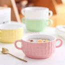 Axyaa Ceramic Double Ear Roast Bowl - Cute and Creative Soup Cup, Breakfast and Dessert Bowl