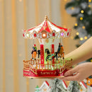 Axyaa Christmas Carousel Music Box Ornament with Lights and Rotating Feature