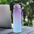 Axyaa Sports Water Bottle with Straw, Large Capacity, Leak-Proof, Portable, Motivational, Outdoor & Travel