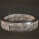 Axyaa Silver LED Crystal Chandelier: Modern Luxury Round Ceiling Light