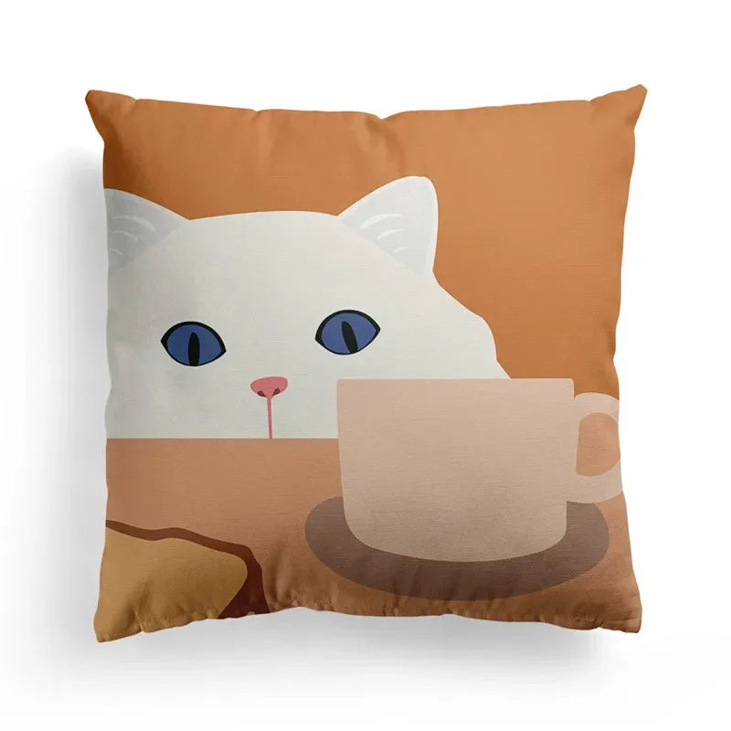 Axyaa Nordic Orange Geometric Flower Print Throw Pillow Cover for Home and Office