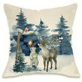 Axyaa Winter Holiday Pillowcase - Festive Elk Bear Tree Cushion Cover