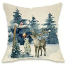 Axyaa Winter Holiday Pillowcase - Festive Elk Bear Tree Cushion Cover
