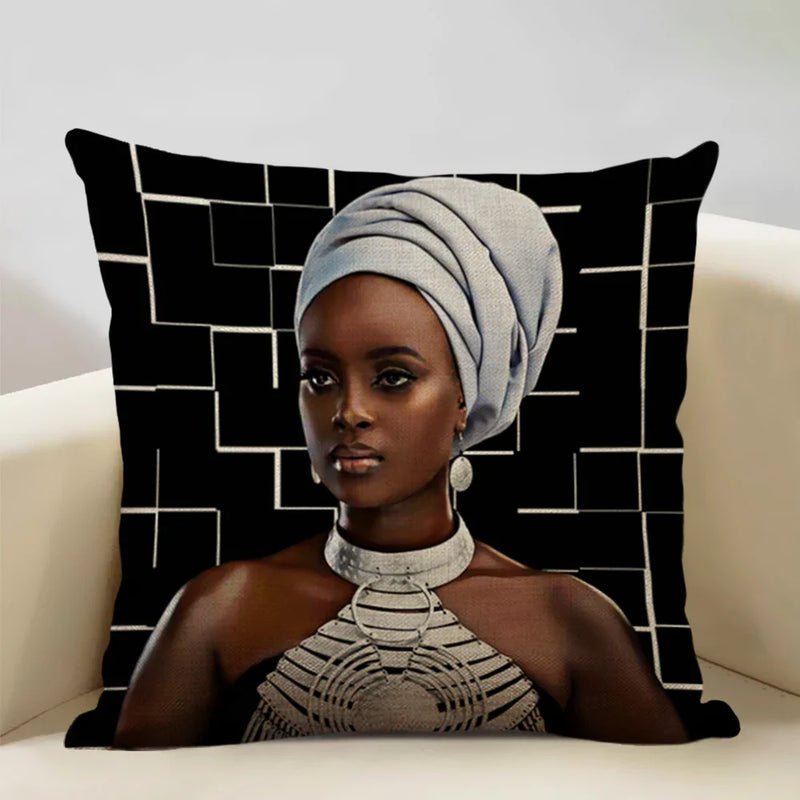 Axyaa African Retro Fashion Girl Sofa Cushion Cover 45x45cm Home Decor Pillow Cover