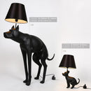 Axyaa Resin Dog Floor Lamp with Fabric Shade - Artistic LED Lighting for Living Room