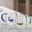 Axyaa Glass Handle Cartoon Animal Mug - High Borosilicate Juice Cup