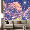Axyaa Cherry Blossom Tree Forest Tapestry Wall Hanging for Bedroom Decor
