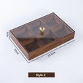 Axyaa Bamboo Chinese Style Dried Fruit Snack Tray with Lid - Four Squares Storage Box