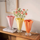 Axyaa Wave Glass Vase Art Decor Hydroponic Flower Arrangement Ornaments