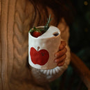 Axyaa Hand-Painted Apple Ceramic Mug Set - Cute & High-Value Couple Coffee Cups