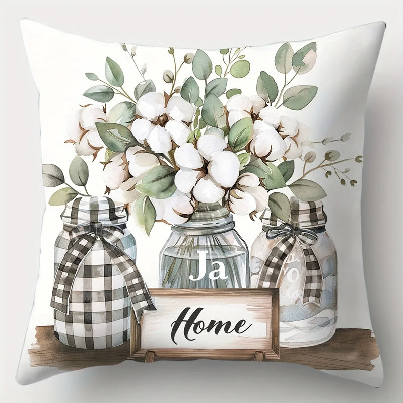 Axyaa Floral Pattern Print Pillowcase for Living Room Sofa or Bedroom Decor