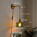 Axyaa Vintage Green Glass Copper Wall Lights with LED and Pull Chain Switch
