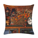 Axyaa Floral Print Linen Pillowcase 45*45cm for Home Decor