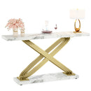 Axyaa 55" Faux Marble Gold Console Table - Modern Narrow Sofa Entryway Couch Table