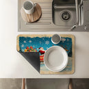 Axyaa Christmas Santa Kitchen Absorbent Mat - Antiskid & Quick Draining Tableware Mat