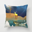 Axyaa Black Gold Elk Tree Bird Butterfly Printed Pillowcase for Living Room Home