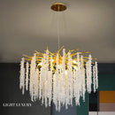 Axyaa Nordic Crystal Tassel Chandelier for Living Room: Luxury Indoor Ceiling Pendant Lights