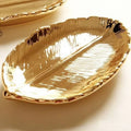 Axyaa Ceramic Leaf Jewelry Tray in Rose Gold and Silver