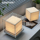 Axyaa Modern Simplicity LED Table Lamp Glass Lampshade Square Design