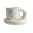 Axyaa Splash Ink Ceramic Mug with Saucer, 400ml