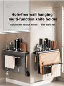 Axyaa Kitchen Knife Holder Wall Rack Chopsticks Organizer Hooks Storage Hanger