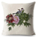 Axyaa Vintage Floral Bird Linen Cushion Cover - 45*45cm