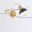 Axyaa Swing Long Arm LED Wall Light for Bedroom Kitchen Living Room - Golden Iron Art