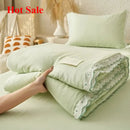 Axyaa Daisy Lace Soybean Summer Quilt Sheet Pillowcase Set, 4-Piece